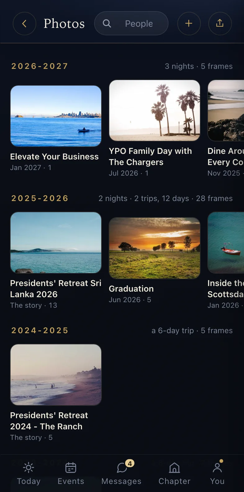 The photo albums - one per event